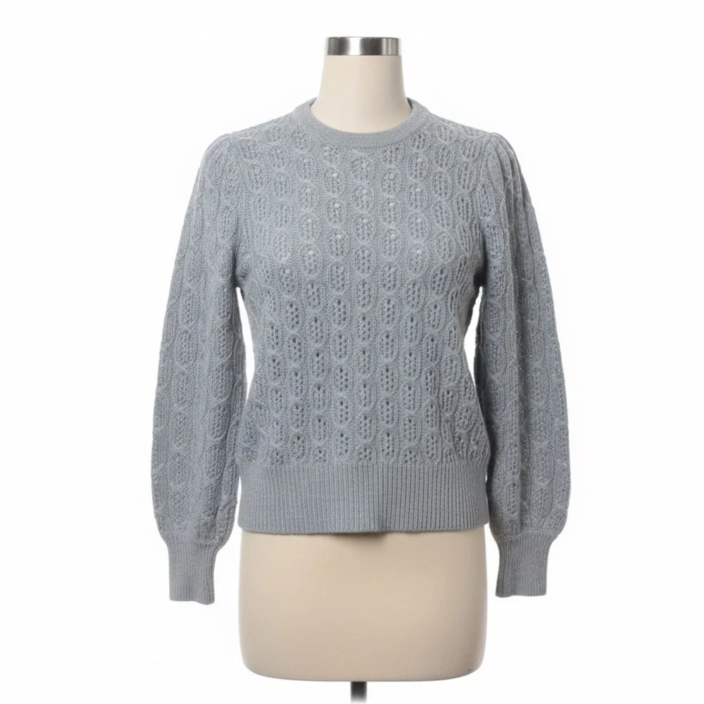 J.Crew | NWOT Light Blue Alpaca Wool Blend Cable Knit Sweater (Size S)